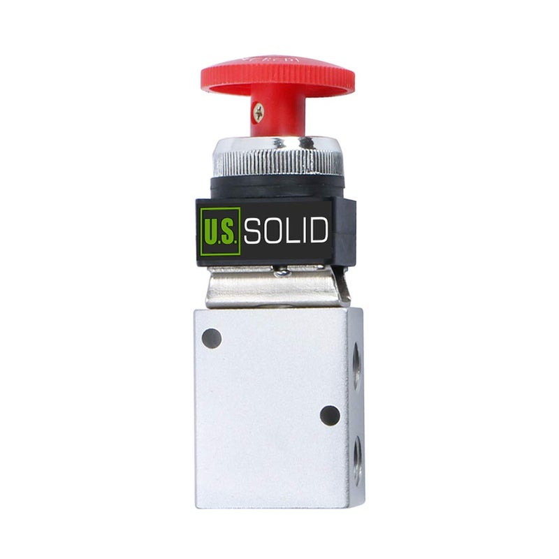U.S. Solid 1/4inches NPT Red Latching Mushroom Style Push Button 3 Way, 2 Position Pneumatic Control Mechanical Valve from U.S. Solid - Image 2